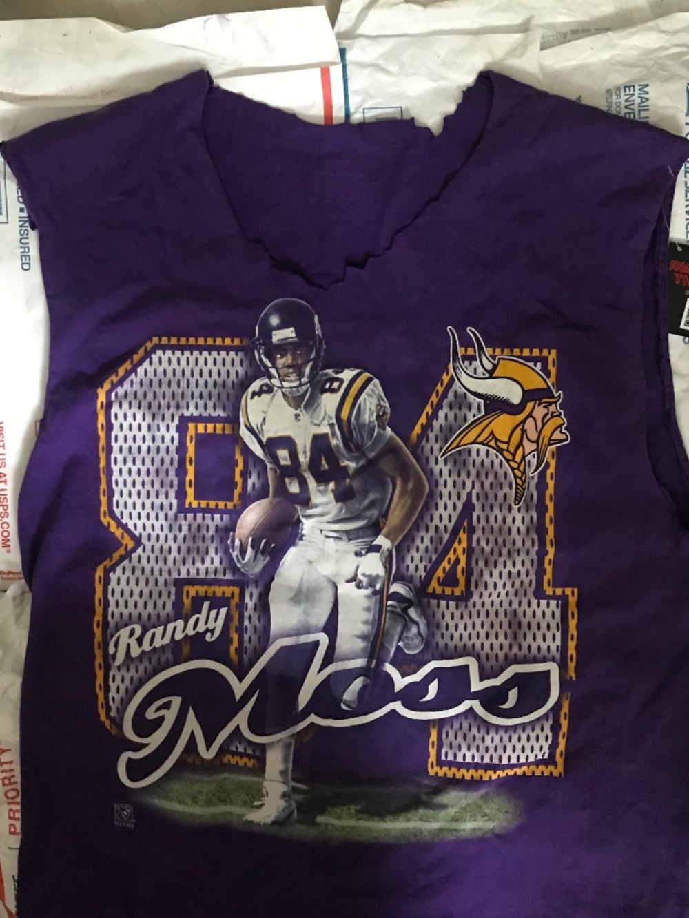 Men’s Rare 1998 Randy Moss Minnesota Vikings NFL Sleeveless T-Shirt Size M